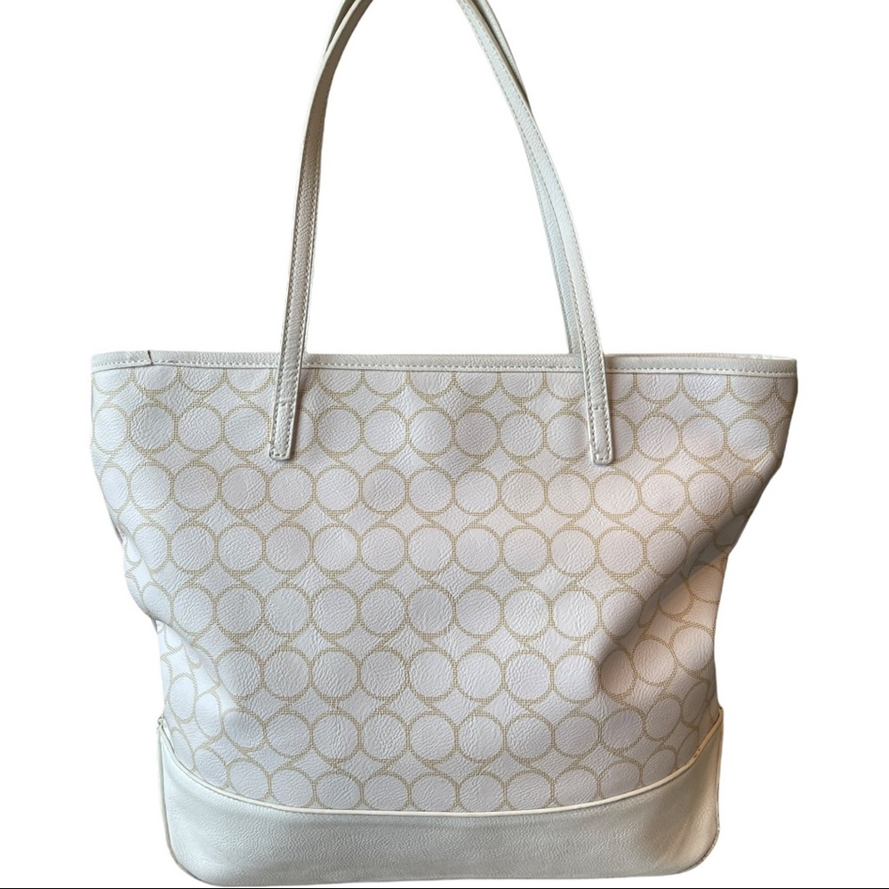 Nine West white and tan patterned tote NWT 😉🎁